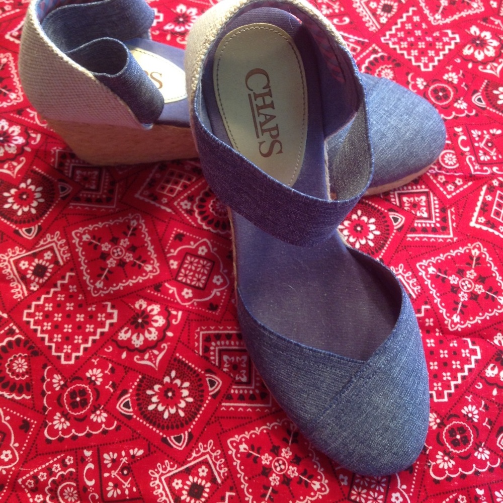 Chaps Denim Espadrille Rope Wedge